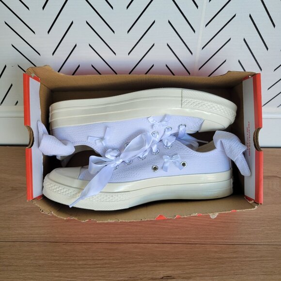 ⭐Converse Chuck 70 OX Bow 7 Mens Shoes Retro Sneakers White Satin Laces A15192C - Picture 7 of 10